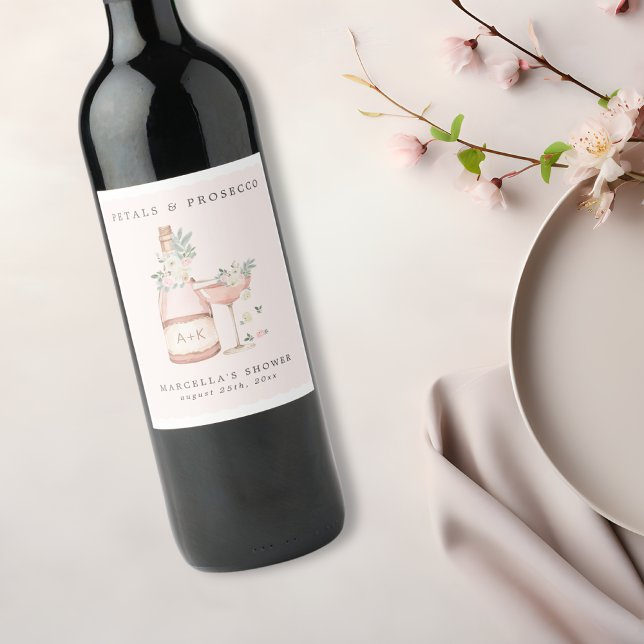 Rótulo De Garrafa De Cerveja Pétalas & Prosecco: Chás de Casanamento e despedid (Criador carregado)