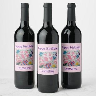 Rótulo De Garrafa De Cerveja Petunias e Flores de Verão Personalizadas