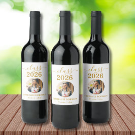 Rótulo De Garrafa De Cerveja Photo Gold Script Class of 2026 Graduation Party