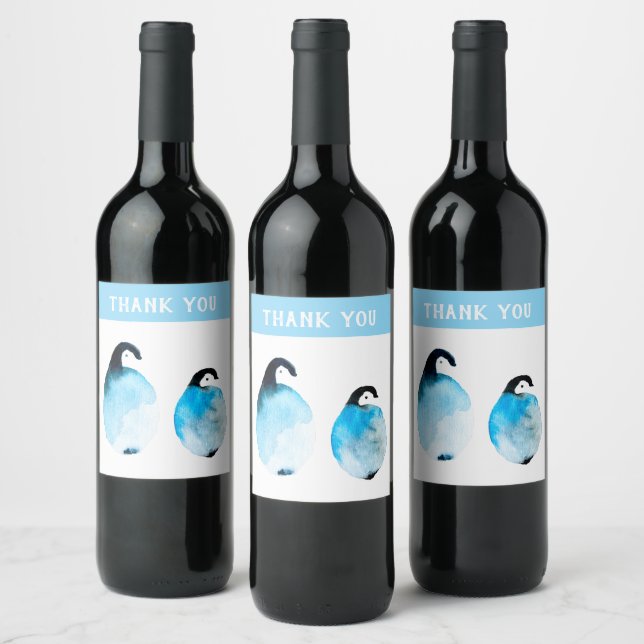 Rótulo De Garrafa De Cerveja Pinguins fofos aquarela (Garrafas)