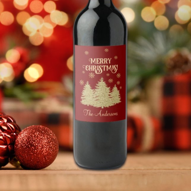 Rótulo De Garrafa De Cerveja Pinheiros Dourados Flocos de Neve Dourados (Criador carregado)