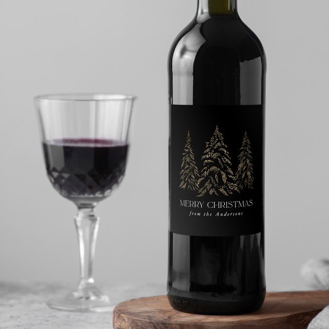 Rótulo De Garrafa De Cerveja Pinheiros negros e espumantes Natal (Criador carregado)