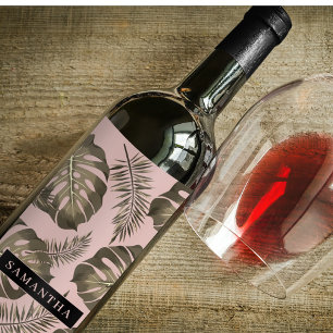 Rótulo De Garrafa De Cerveja Pink Tropical e Palm Dourado deixa padrão e nome