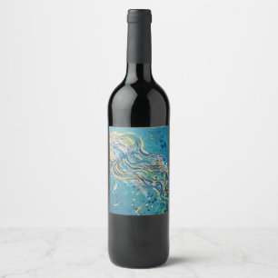Rótulo De Garrafa De Cerveja pintura de águas-vivas