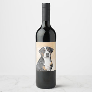Rótulo De Garrafa De Cerveja Pintura de Cachorro da Grande Montanha Suíça - A