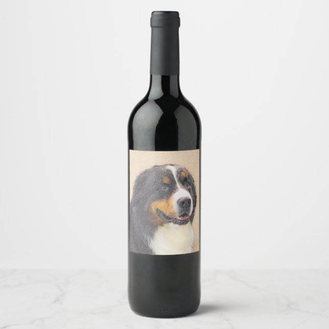 Rótulo De Garrafa De Cerveja Pintura de Cachorro de Montanha Bernese - Arte Ori (Frente)