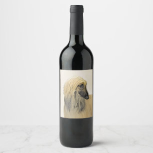 Rótulo De Garrafa De Cerveja Pintura De Cães Afegã - Arte De Cachorro Origina