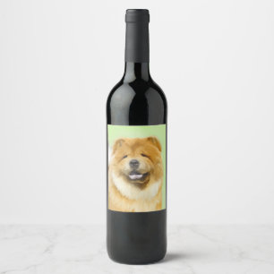 Rótulo De Garrafa De Cerveja Pintura De Chow Chow - Arte De Cachorro Original