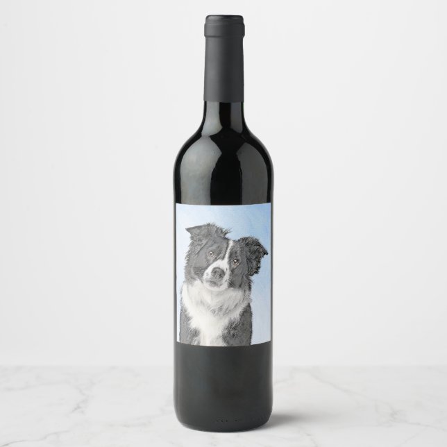 Rótulo De Garrafa De Cerveja Pintura de Collie de Borda - Arte de Cachorro Orig (Frente)