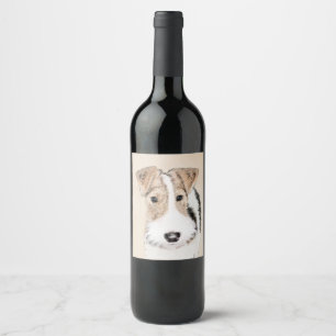Rótulo De Garrafa De Cerveja Pintura de Fox Terrier com Fios - Arte de Cão Ori