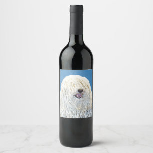 Rótulo De Garrafa De Cerveja Pintura de Puli - Arte de Cachorro Original Bonita