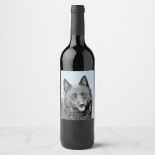 Rótulo De Garrafa De Cerveja Pintura de Schipperke - Arte de Cachorro Original