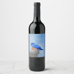 Rótulo De Garrafa De Cerveja Pintura do Bluebird - arte original do pássaro