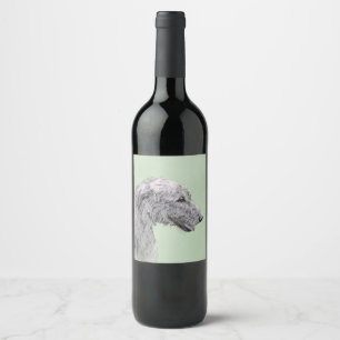 Rótulo De Garrafa De Cerveja Pintura do Wolfhound irlandês - arte original