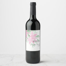 Rótulo De Garrafa De Cerveja Pintura em aquarela floral rosa original feita à m