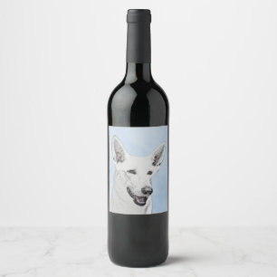 Rótulo De Garrafa De Cerveja Pintura em Pastor Branco - Arte Cão Original Boni