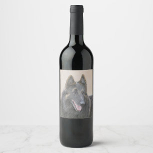 Rótulo De Garrafa De Cerveja Pintura em Tervuren Belga - Arte Cachorra Original
