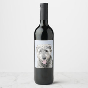 Rótulo De Garrafa De Cerveja Pintura em Wolfhound Irlandês - Arte Cão Origina