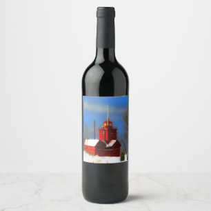 Rótulo De Garrafa De Cerveja Pintura vermelha grande do farol - arte original