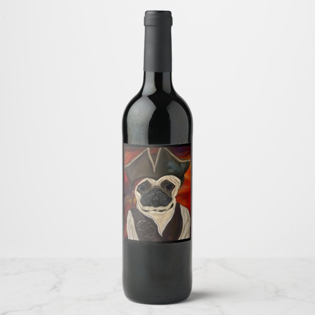 Rótulo De Garrafa De Cerveja Pirata Pug (Frente)