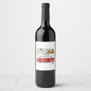 Rótulo De Garrafa De Cerveja Pizza Fofa Meu Coração Piada para Amantes de Comid