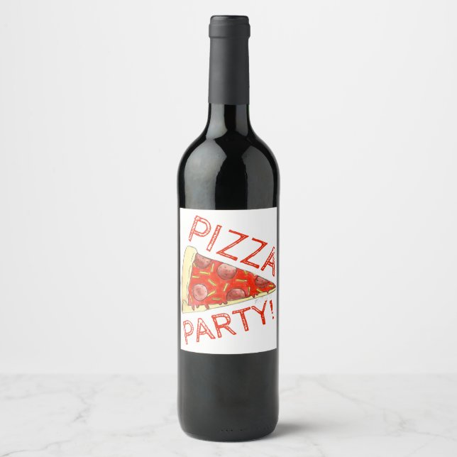 Rótulo De Garrafa De Cerveja Pizza Party Queijo Pepperoni Pie Pizzaria (Frente)