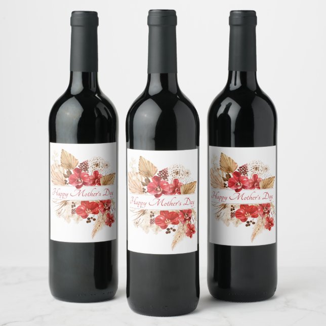 Rótulo De Garrafa De Cerveja Placa de papel de Floral de dia de as mães (Garrafas)