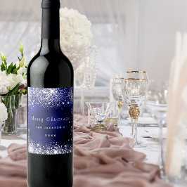 Rótulo De Garrafa De Cerveja Pó branco azul de Natal prateado