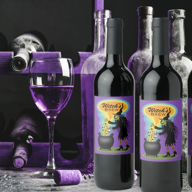 Rótulo De Garrafa De Cerveja Poção Polêmica Da Bruxa Em Caldeirão (Criador carregado)