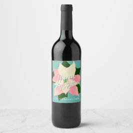 Rótulo De Garrafa De Cerveja Poinsettia Rosa