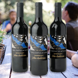 Rótulo De Garrafa De Cerveja Policial Parte Parabéns Dourados azuis