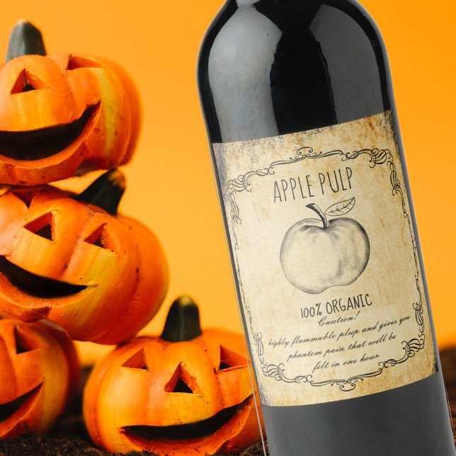 Rótulo De Garrafa De Cerveja Polpa de maçã de halloween (Criador carregado)