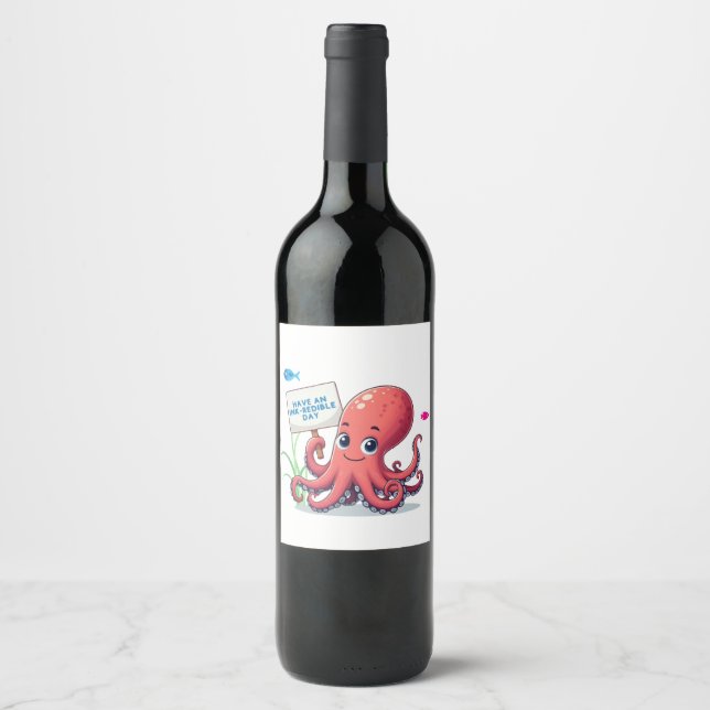 Rótulo De Garrafa De Cerveja Polvo de desenho animado com peixe (Frente)