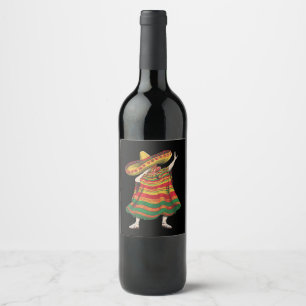 Rótulo De Garrafa De Cerveja Poncho Mexicano Dabbing Cinco De Mayo Festa