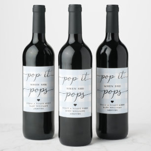 Rótulo De Garrafa De Cerveja Pop De Gingham Azul Quando Pop O Rótulo Do Vinho