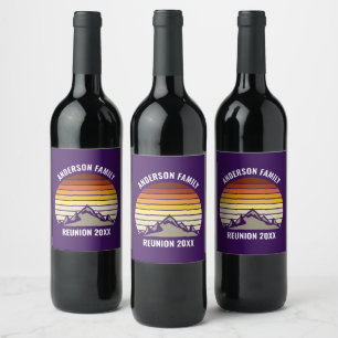 Rótulo De Garrafa De Cerveja Pôr do sol roxo retrô montanha festa personalizada