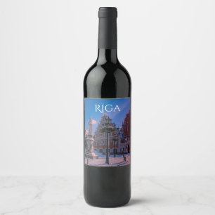 Rótulo De Garrafa De Cerveja Praça da Prefeitura de Riga no Vinho de inverno