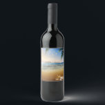 Rótulo De Garrafa De Cerveja Praia Tropical, Palmas, Sunset, Luzes<br><div class="desc">Casamento de praia.</div>