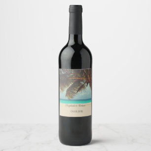 Rótulo De Garrafa De Cerveja Praia Tropical,Palmeira