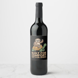 Rótulo De Garrafa De Cerveja Preguiça Engraçada Montando Tartaruga