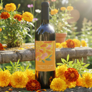 Rótulo De Garrafa De Cerveja Presente de casamento de verão vibrante Marigold