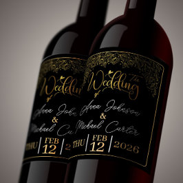 Rótulo De Garrafa De Cerveja Presente de Casamento Personalizado Preto e Dourad