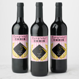 Rótulo De Garrafa De Cerveja Presente de Festa de formatura rosa