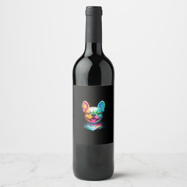 Rótulo De Garrafa De Cerveja presente de rosto sorridente de buldogue francês f (Frente)