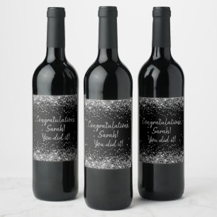 Rótulo De Garrafa De Cerveja Presente Personalizado de Formatura Preto Prata pa