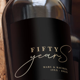 Rótulo De Garrafa De Cerveja Presente Preto Dourado do 50º aniversário de casam