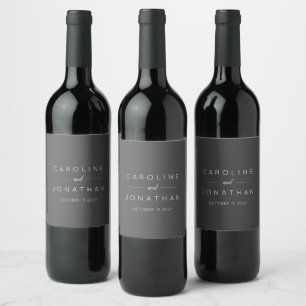 Rótulo De Garrafa De Cerveja Preto Casamento Personalizado Elegante Moderno Min