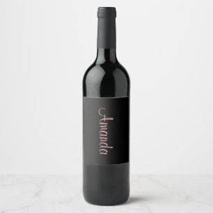 Rótulo De Garrafa De Cerveja Preto e Dourado Rosa personalizado