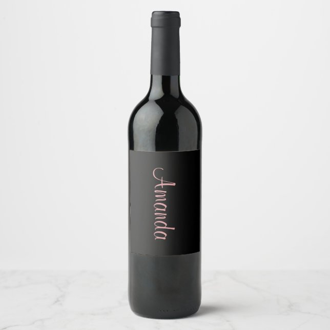 Rótulo De Garrafa De Cerveja Preto e Dourado Rosa personalizado (Frente)