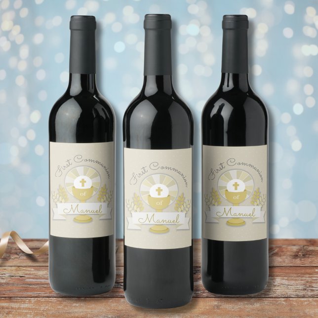 Rótulo De Garrafa De Cerveja Primeira comunhão, bege primeira comunhão (Criador carregado)